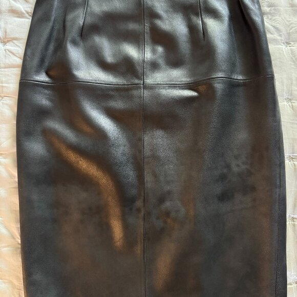 Antonio Melani Black Leather Pencil Skirt - Picture 1 of 3